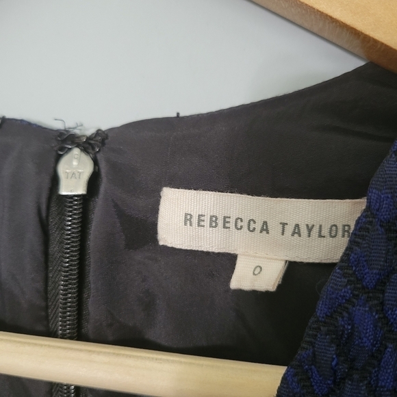 Rebecca Taylor Cobalt Blue V Neck Snake Jacquard Mini Dress - Picture 9 of 13